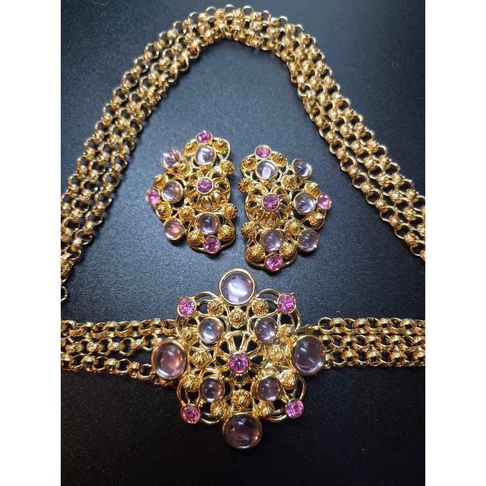 Vintage Jose Maria Barrera for Avon Marbella Necklace & Clip Earrings Set 1992 - Picture 13 of 15